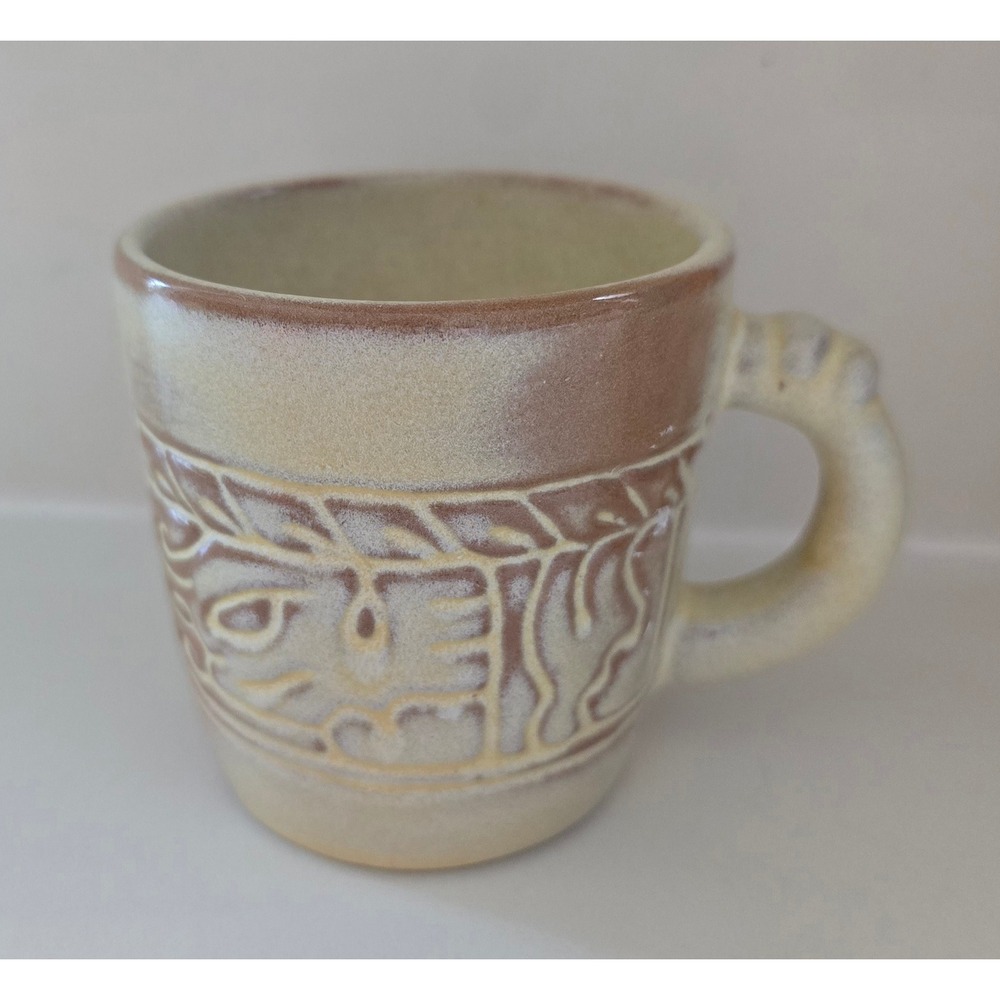 Frankoma Pottery 7C Plainsman Coffee Mug Vintage Beige Tan Stoneware 1950s USA